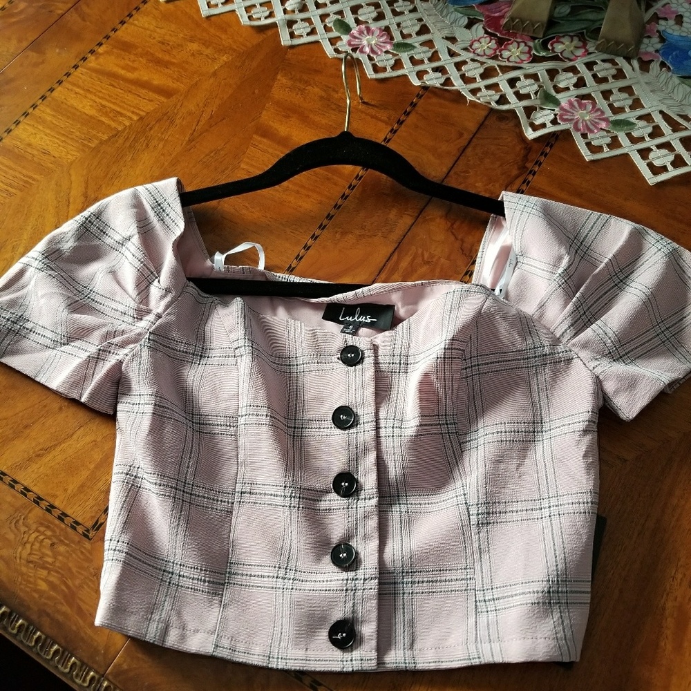 Lulu's Plaid crop top NWT